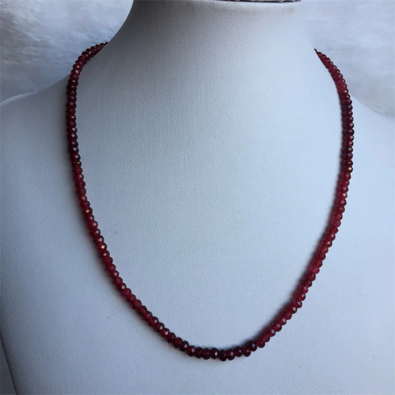 Faceted 3*4MM 1/3/6 Layers Classic Vintage Natural Stone Jewelry Handmade Noble Double Color Red Rubies Bead Strand Necklace