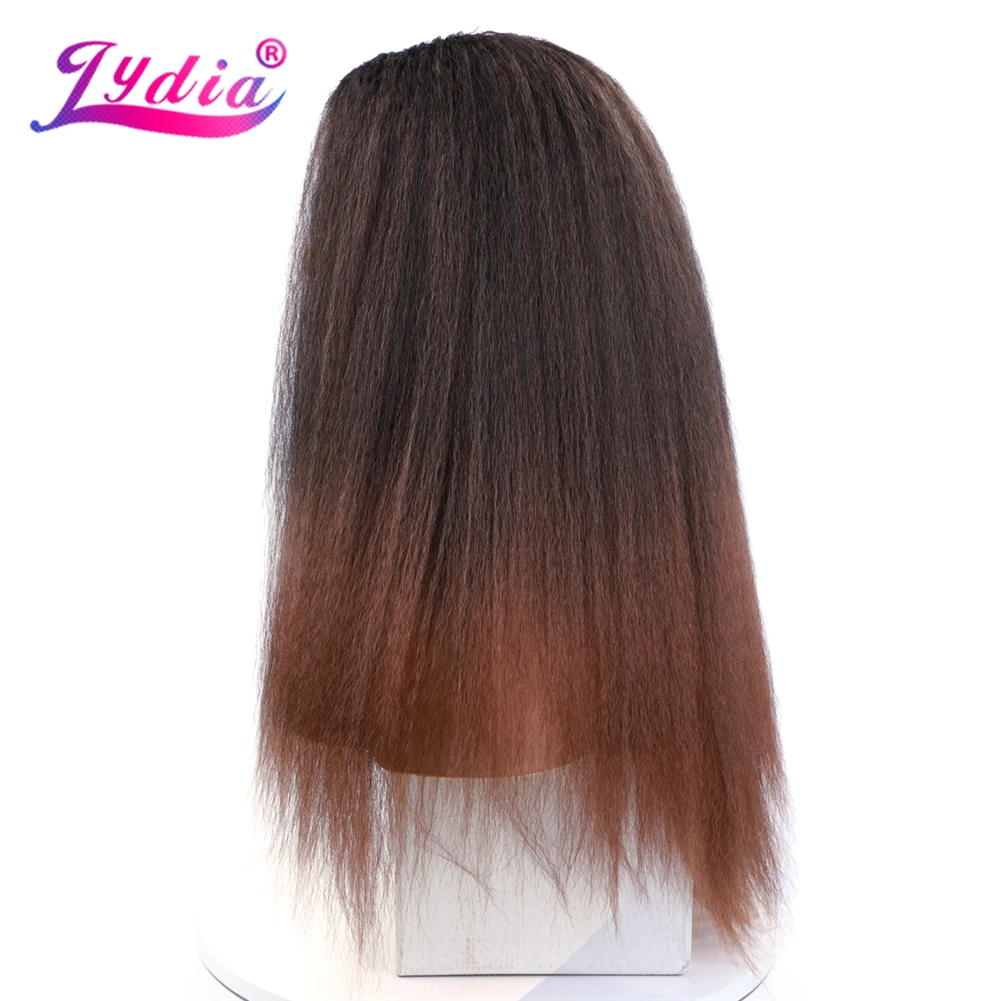 Lydia Afro Kinky Straight U-Teil, gemischte Farben, braune Käfer-Rothaar-Perücke, hitzebeständige synthetische 20-Zoll-Tagesperücken für Frauen, flauschig – Detail 4