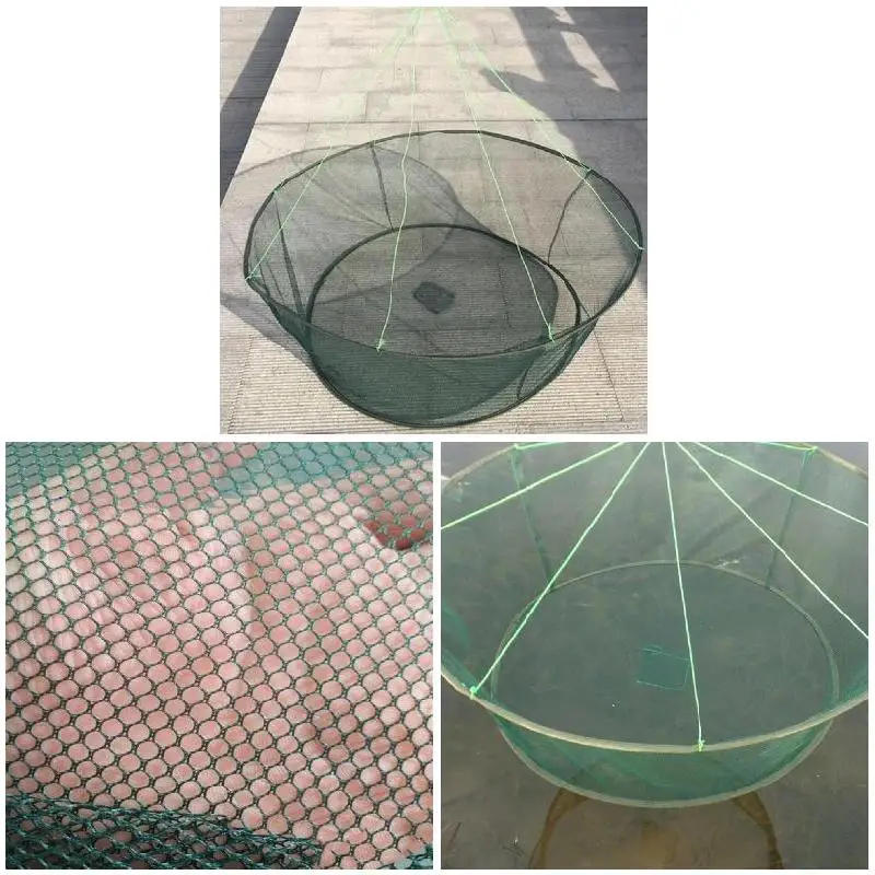 80/100CM Foldable Hanging Wire Fishing Net Steel Wire Mesh Fish Cage Bait Crab Shrimp Pier Pond Shrimp Minnow Trap Dip Mesh