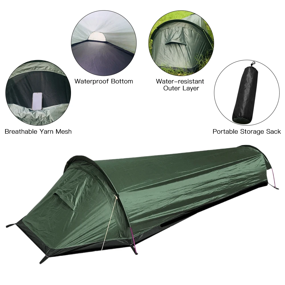 

Ultralight Backpacking Camping Tent Compact Single Person Outdoor Tent Sleeping Bag Larger Space Waterproof Sleeping Bag Cover