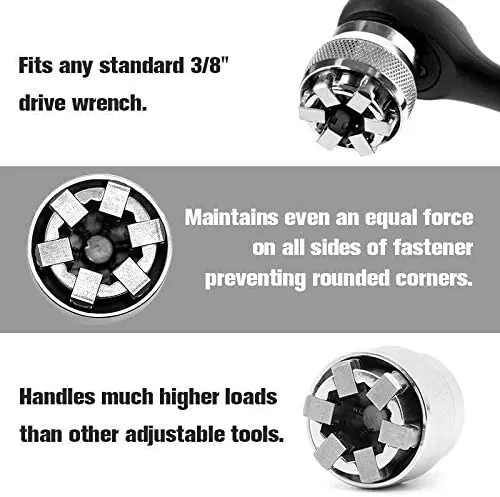 Imagem -05 - Chave de Soquete Universal Ajustável Adaptável Adaptador de Fixação Multibroca Cabe em Qualquer Chave de Acionamento Padrão de 8