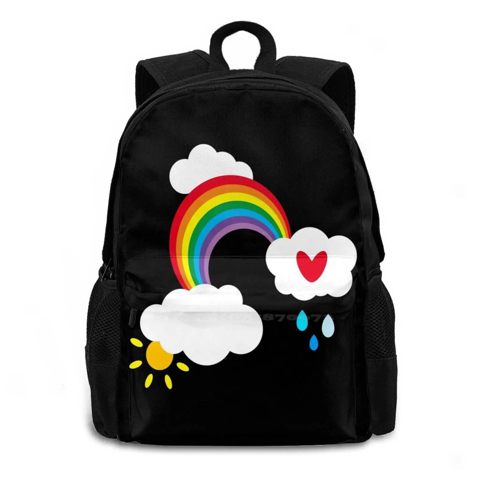 Rainbow Weather Pattern 14 Pattern Design Bag Student'S Backpack Helen Designs Helenmcdesigns Rainbow Pattern Rainbow Themed