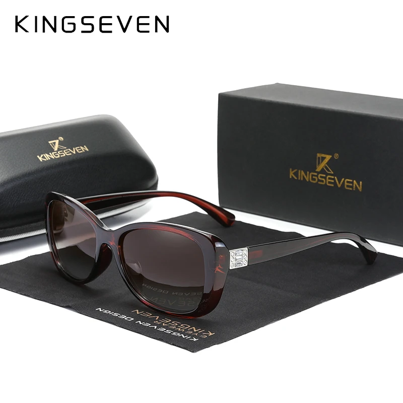 KINGSEVEN 젊은 스타일의 여성용 선글라스, 그라데이션 편광 렌즈, 럭셔리 디자인, 우아한 여성