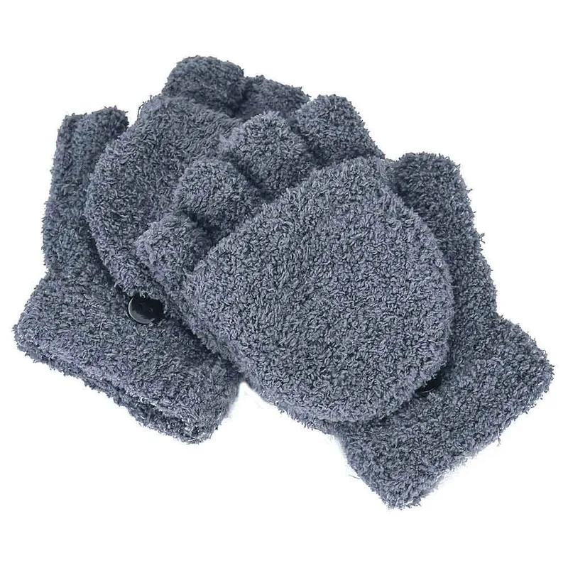 Winter Warm Thickening Wool Gloves Knitted Flip Fingerless Flexible Exposed Finger Thick Gloves Mittens Men Women Glove