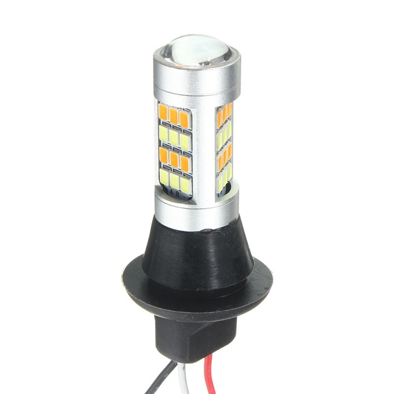 Автомобильные светодиодные дневные ходовые огни 2 шт./лот 7443 2835 42 SMD 20 Вт, двухцветная переключаемая лампа 12-24 В постоянного тока для сигнала ...
