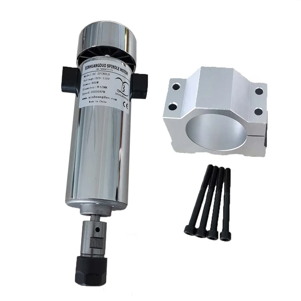 800W DC spindle Motor 0.8KW DC 0-110V 20000RPM CNC Carving Milling Air cold Spindle Motor For Engraving + 1PCS 52mm Clamp