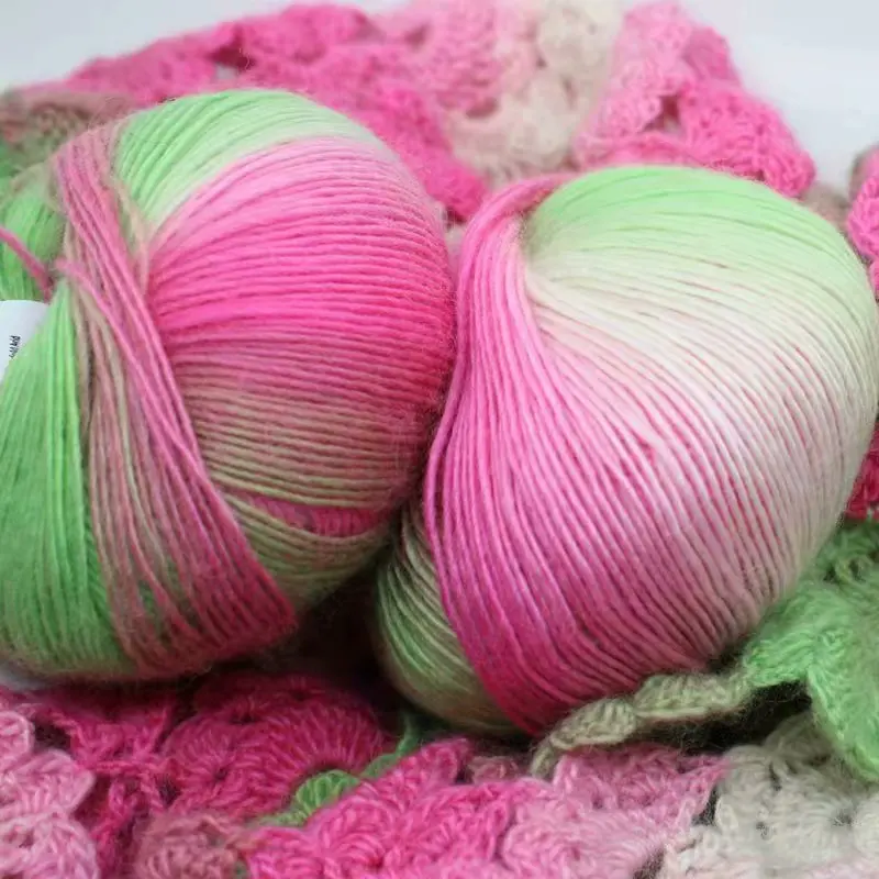 50 Grams/Ball Wool Rainbow Line DIY Soft Handmade Knitting Yarn Dyed Crochet Wool Yarn For Coat Scarf Hat