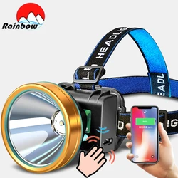 200000LM Powerful LED Headlamp High Power Headlight Rechargeable Built-in Battery USB Head Flashlight Torch For Biking Outdoor