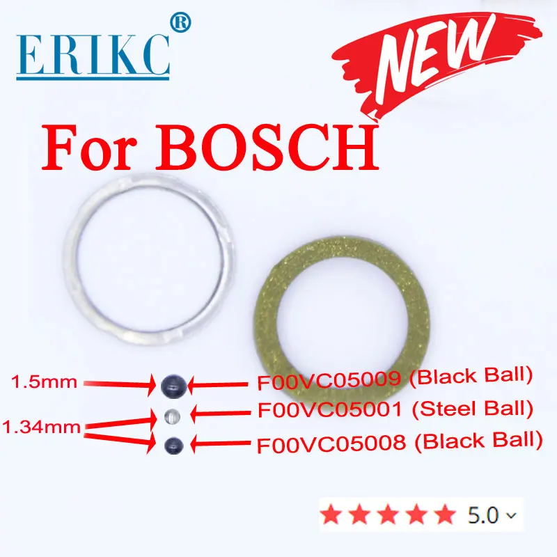 Sealing Rings F00VC99002 Diesel Injector Valve Repair Kits Steel Ball F00VC05001 1.34mm F00VC05008 F00VC05009 1.5mm for Bosch