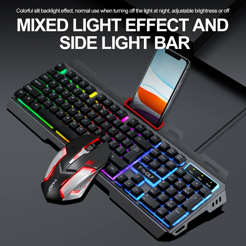 

Gaming Keyboard And Mouse Wired Set Rainbow Backlit Mechanical Sense Standard 104 Keys Suitable For Gaming Computer PC Laptop