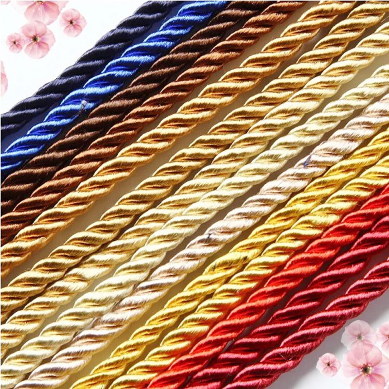 5mm 5 meters  3 Shares Twisted Cotton Nylon Cords Colorful DIY Craft Braided Decoration Rope Drawstring Belt Accessories JK2020