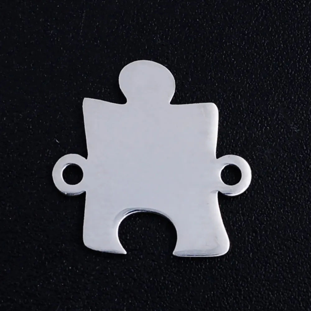 5pcs/lot diy jigsaw puzzle smile face stainless steel charm pendant wholesale world map jewelry bracelet connector charms