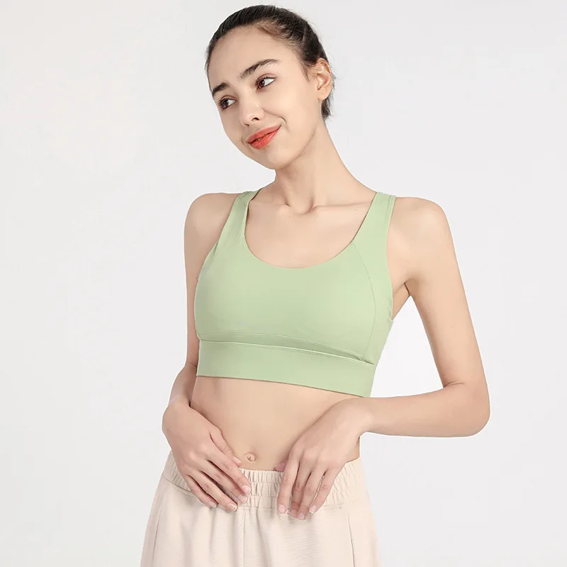 Sport Bras Women High Impact Gym Workout Bra Girls Cross Straps Shockproof Fitness Brassiere Padded Running Yoga Vest Tank Tops