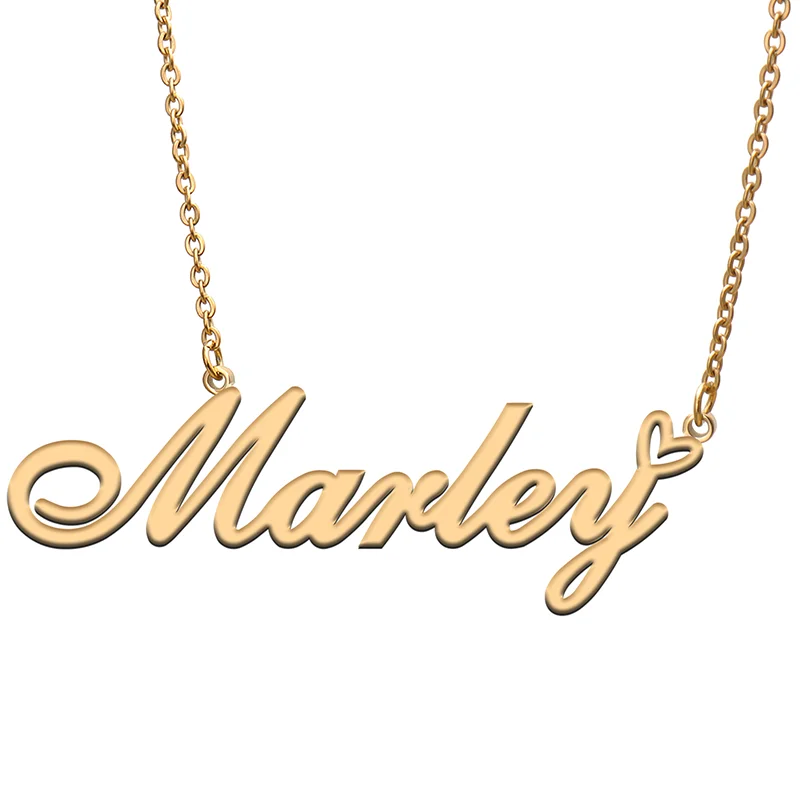 

Marley Name Tag Necklace Personalized Pendant Jewelry Gifts for Mom Daughter Girl Friend Birthday Christmas Party Present