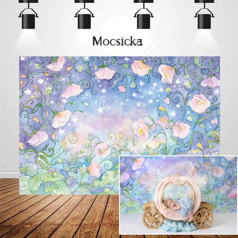 MOCSICKA 추상 질감 꽃 신생아 사진 촬영 배경 꽃 어린이 생일 Photocall 배경 사진 스튜디오
