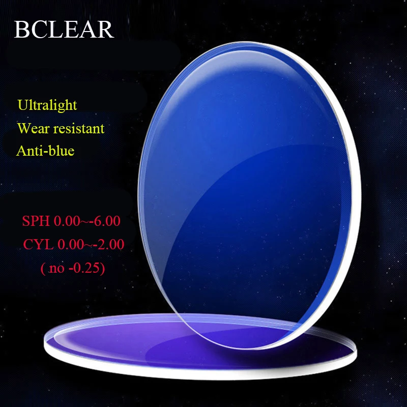 Anti Blue Light Prescription Optical Lens Ultralight Wear Resistant Aspherical Blue Coating Anti-blue Ray Myopia Resin Lenses