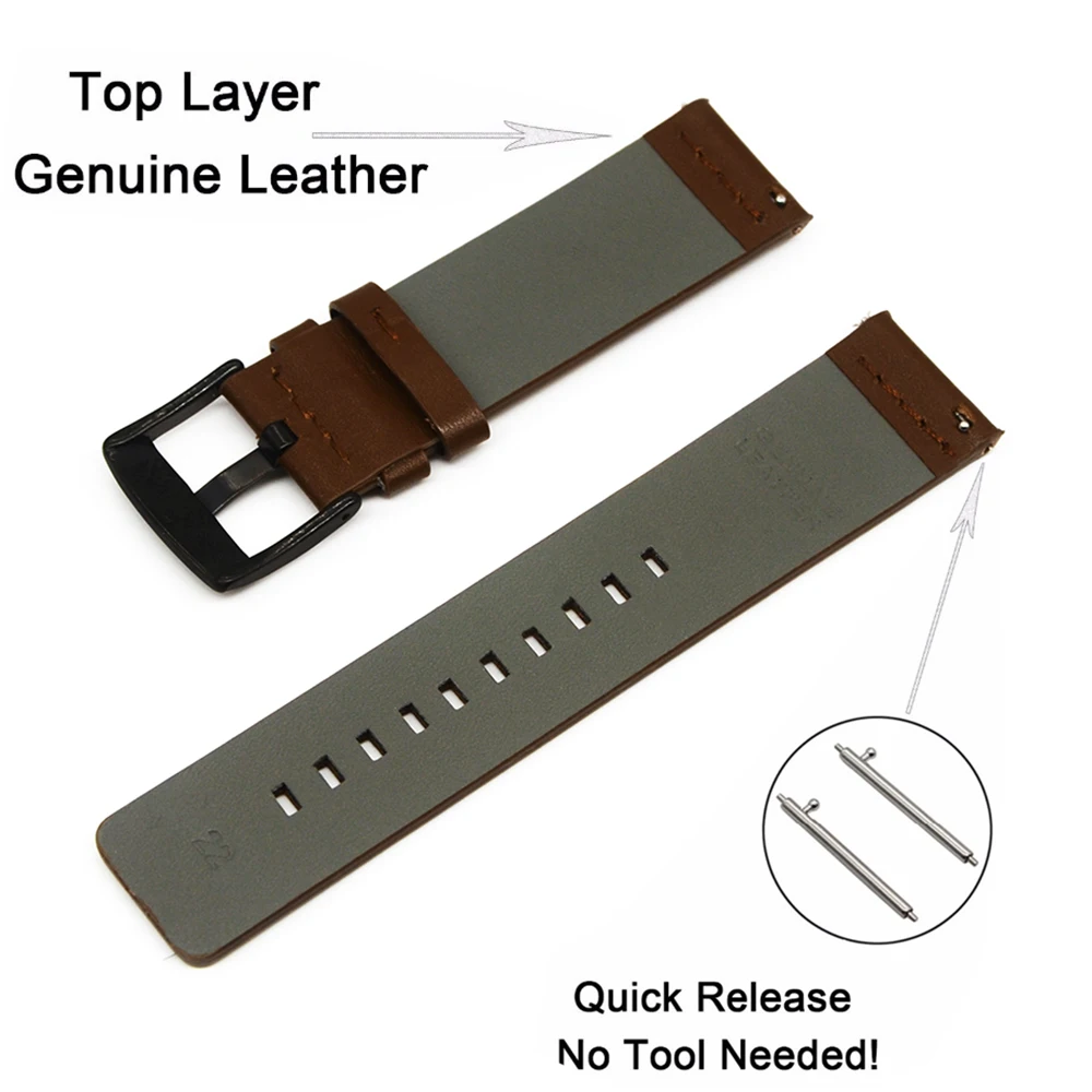 18mm 20mm 22mm Genuine Classic Leather Strap For Polar ignite 2 /Vantage M M2/Polar Unite/Grit X Quick Release Bracelet Strap