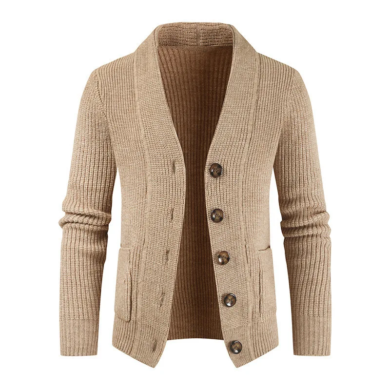 2021 Mới Mùa Đông Nam Ấm Khoác Áo Len Cardigan Nam Lỏng Lẻo Mở Mặt Trận Dài Tay Màu Áo Len Dệt Kim
