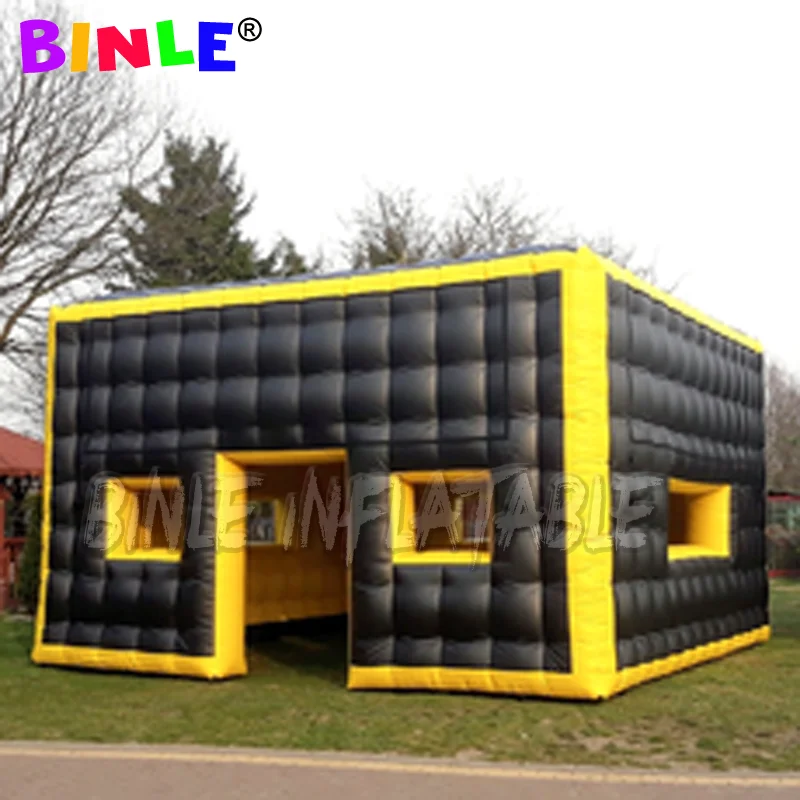 

New design black and yellow airbox outdoor inflatable party cube tent event shelter gravity cube house with windows for sale