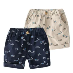 2025 Summer 2 3 4 6 8 10 Years Causal Clothes Cotton Car Plane Full Print Pocket Elastic Kids Baby Boys Beach Shorts