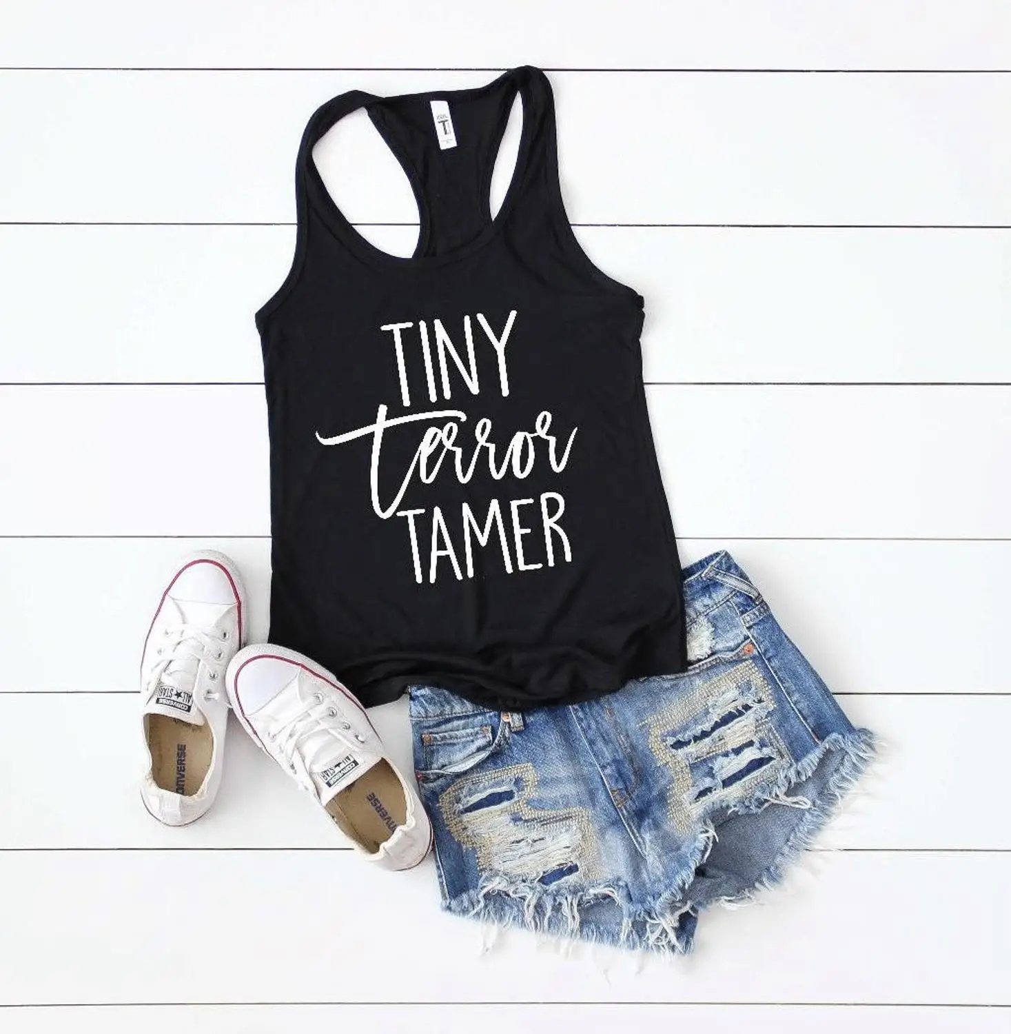 Toddler Mom Tiny Terror Tamer Tiny Human Tamer Mom Vest Undershirt Singlet Sleeveless Women's Tank Tops Racerback Tank