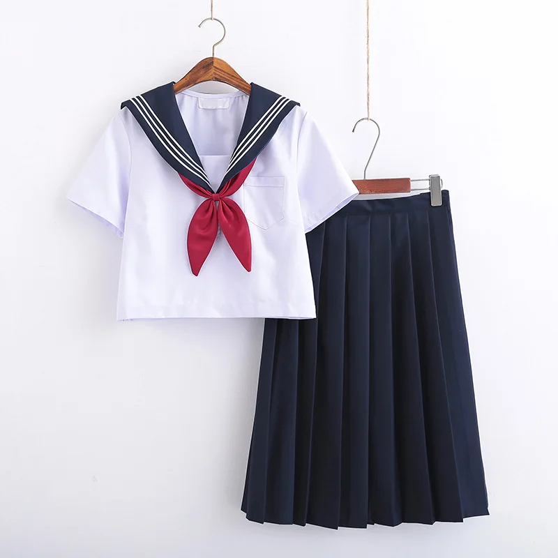 White Schoolgirl Uniform Japanese Class Navy Sailor School Uniforms Students Clothes For Girls Anime COSPLAY Sailor Suit