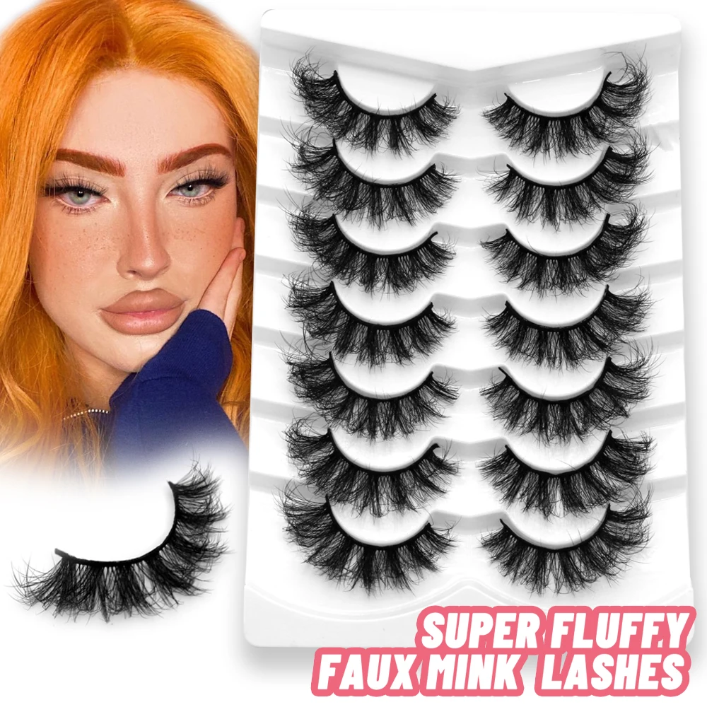 Lashes 5/7 Pairs Eyelashes Faux Mink Eyelashes Long Lasting Fluffy Mink Lashes Dramatic Volume lashes Extension Thick Long