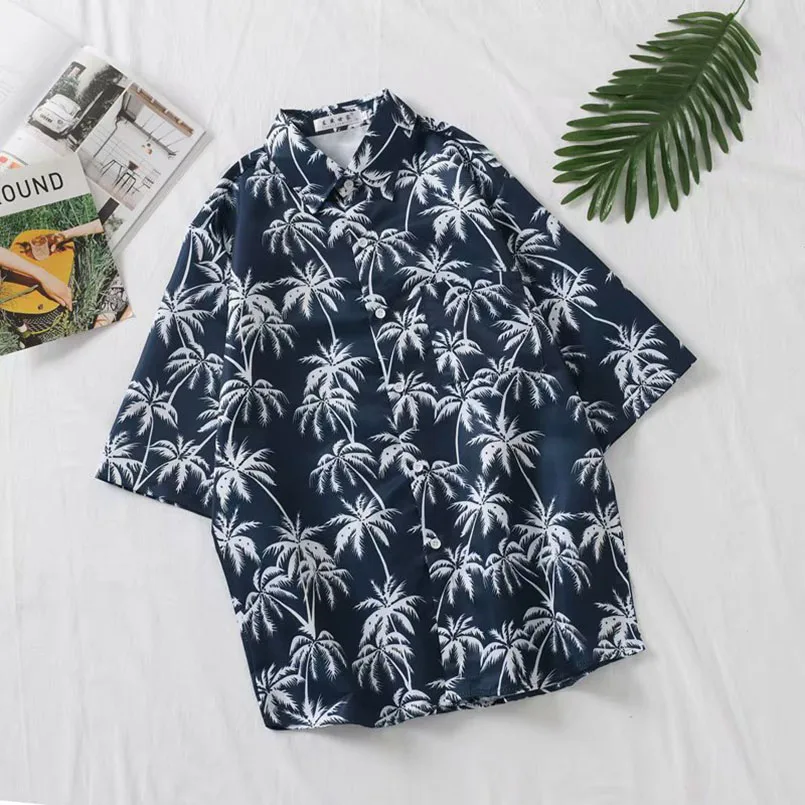 Hawaii Beach Shirt Men Quick Dry Summer Short Sleeve Male Print Casual Shirts Floral Loose Korean Clothing 2023 Vintage