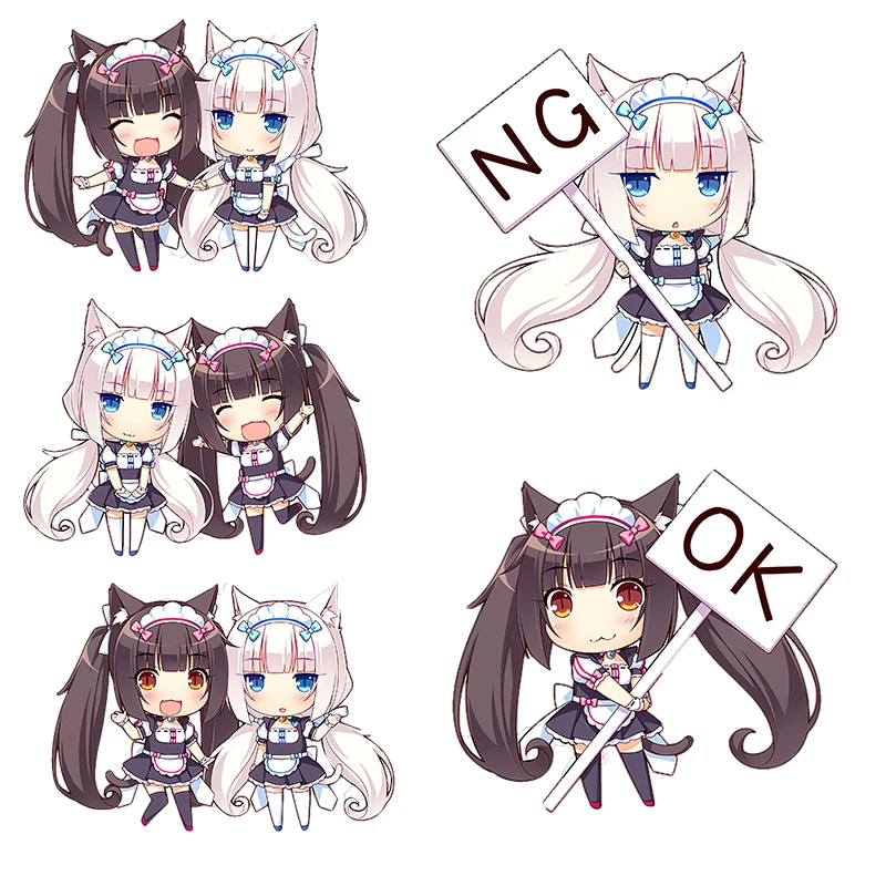 Three Ratels CD1 funny NEKOPARA_CHRONICLE Vanilla chocola Waterproof Decal Cute cat's ear girls sticker on Wall Fridge car