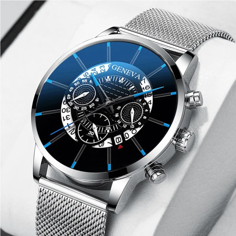 New Geneva Watch Men Watches Stainless Steel Calendar Quartz Wristwatches Men Sports Watches Reloj Hombre Relogio Masculino - view 5