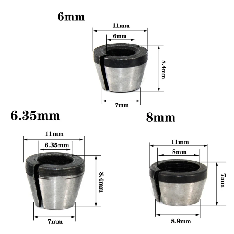 6mm 6.35mm 8mm Collet Chuck Adapter With Nut Engraving Trimming Machine Electric Router High Precision Bit