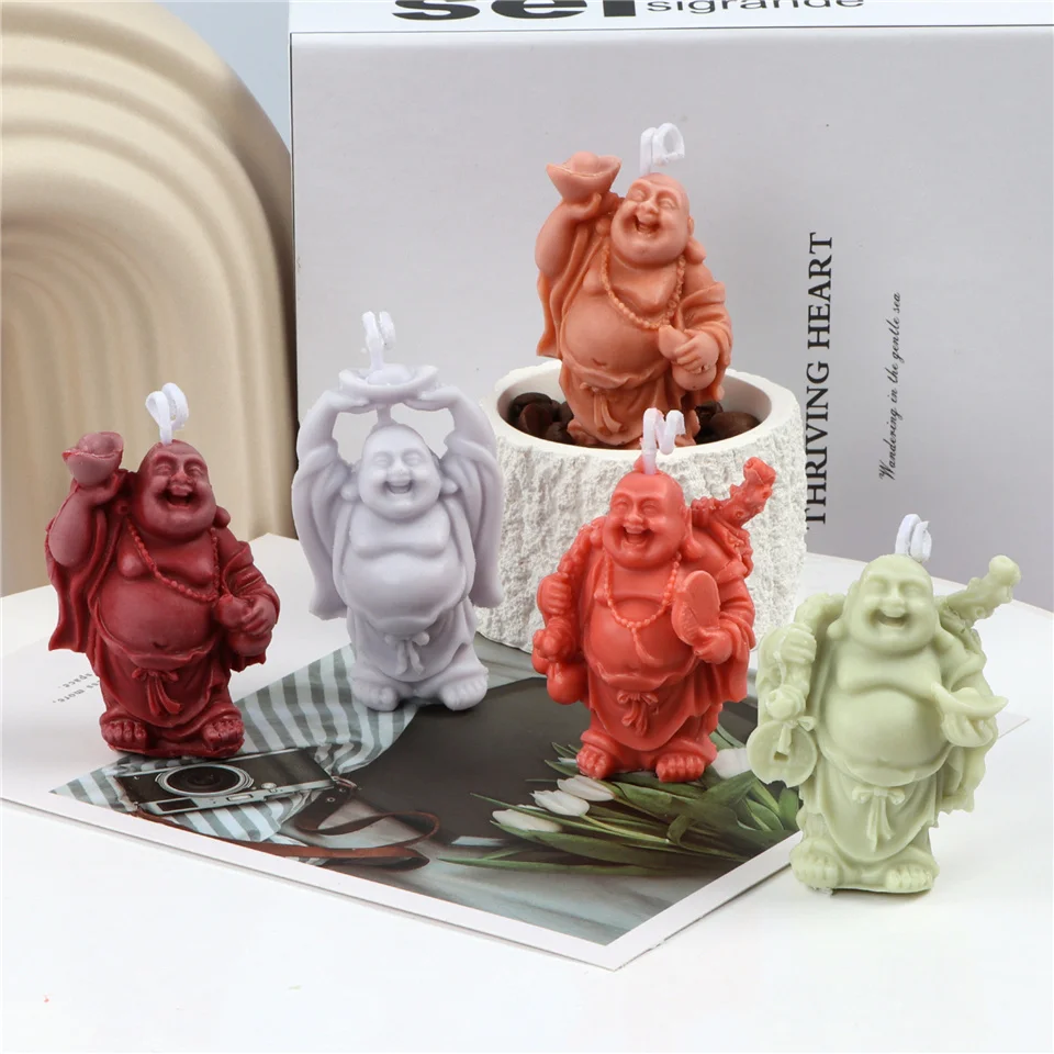 

Fat Baby Buddha Statue Silicone Body Dandle Mold Smiling Face Buddhism Crystal Epoxy 3D Stereo DIY Handmade Practical Gadget