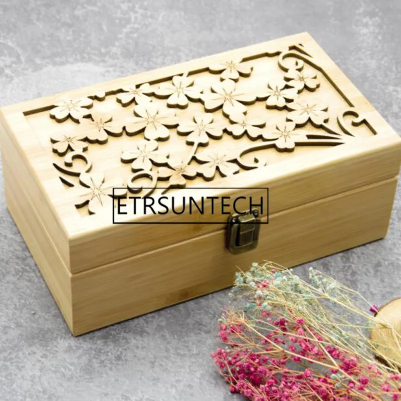 

Exquisite Bamboo Flower Carved Essential Oil Box Display Stand Organizer Essential Oil Storage Box