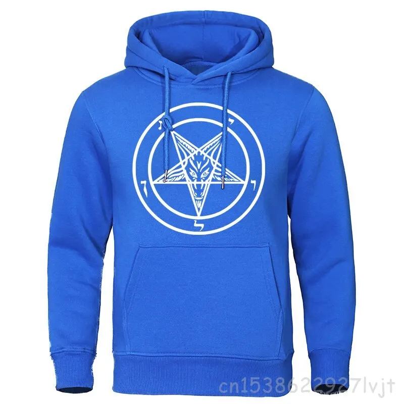 Pentagram Hoodies Occult Gothic Satan Harajuku Streetwear Satanic Goat Premium Cotton Pullovers Streetwaer Tops Tees