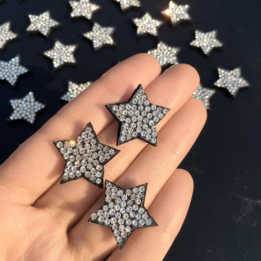 20pcs Cute star Patch  Rhinestone Applique Sew on Patch for Clothing Dress  Diy Patches   beaded applique  sweater applique