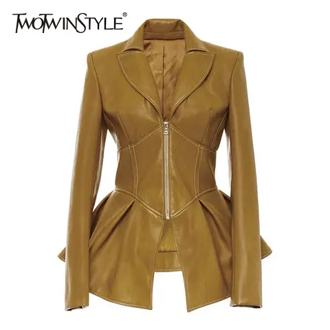 Women Biker Style Patchwork Jacket TWOTWINSTYLE