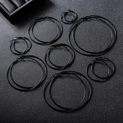 New Hot Creole Earrings Women 40mm 50mm 60mm 70mm Black Color Large Circle Smooth Hoop Earings for Women Boucle D'oreille