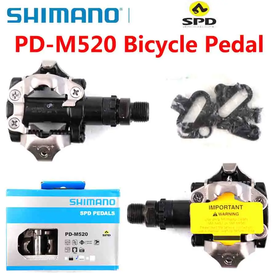 

Педали для горного велосипеда Shimano SPD PD M520, без зажима, с шипами, в оригинальной коробке, SM-SH51, аксессуары для горного велосипеда