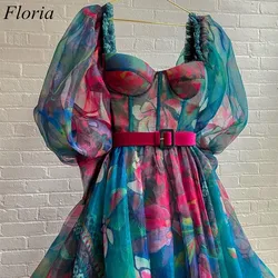 Women Dress 2022 Floral Long Sleeves Autumn Fashion Evening Party Gown Robe De Soirée Vestidos De Fiesta платье на выпускной