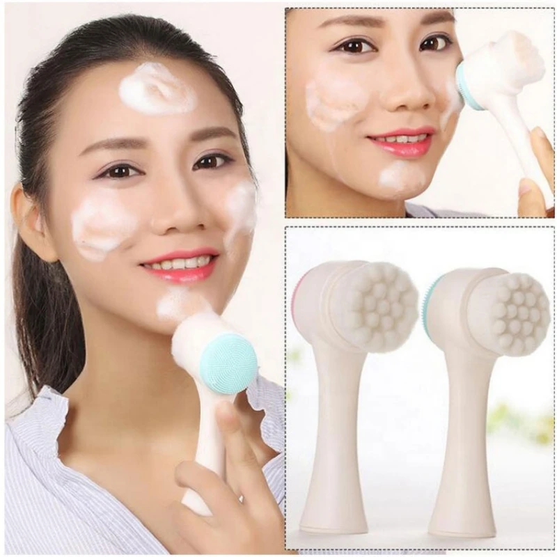 Wassen Gezicht Brush Jade Roller Massage Stok Stimulator Push Gezicht Schoonheid Apparaat Gezicht Jade Push Combinatie Set