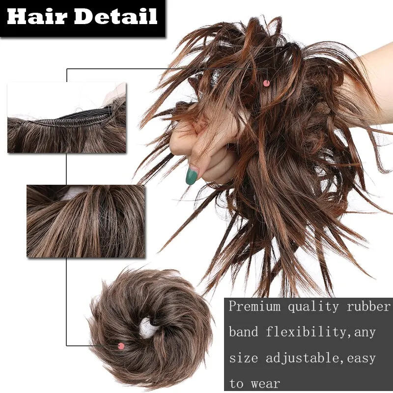 Synthetic Messy Bun Scrunchie Chignon  Band Messi Hairpieces Donut For Women