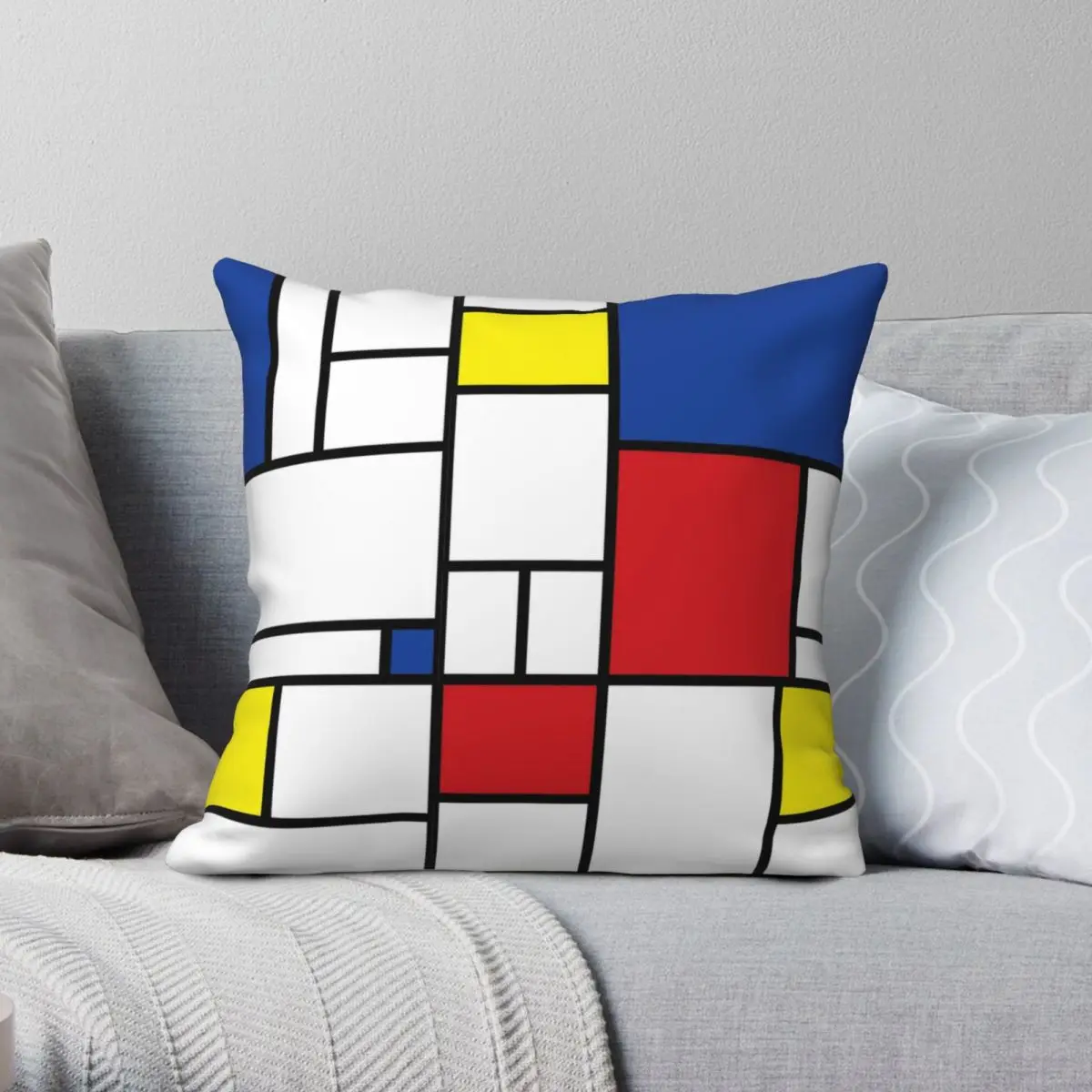 

Mondrian Minimalist De Stijl Modern Art II Fatfatin Pillowcase Polyester Linen Velvet Zip Decorative Sofa Seater Cushion Cover