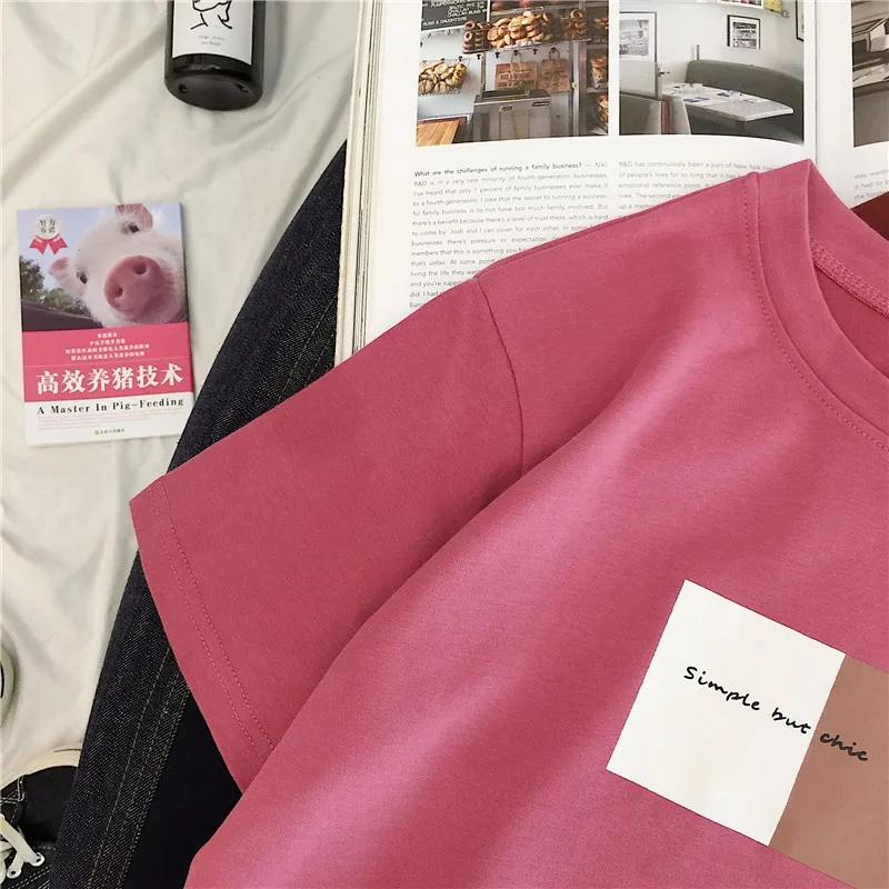 Fashion Simple Letter Printing Harajuku Cotton Quality Women's T-shirt Short-sleeved Summer Loose Casual Style Tees Tops