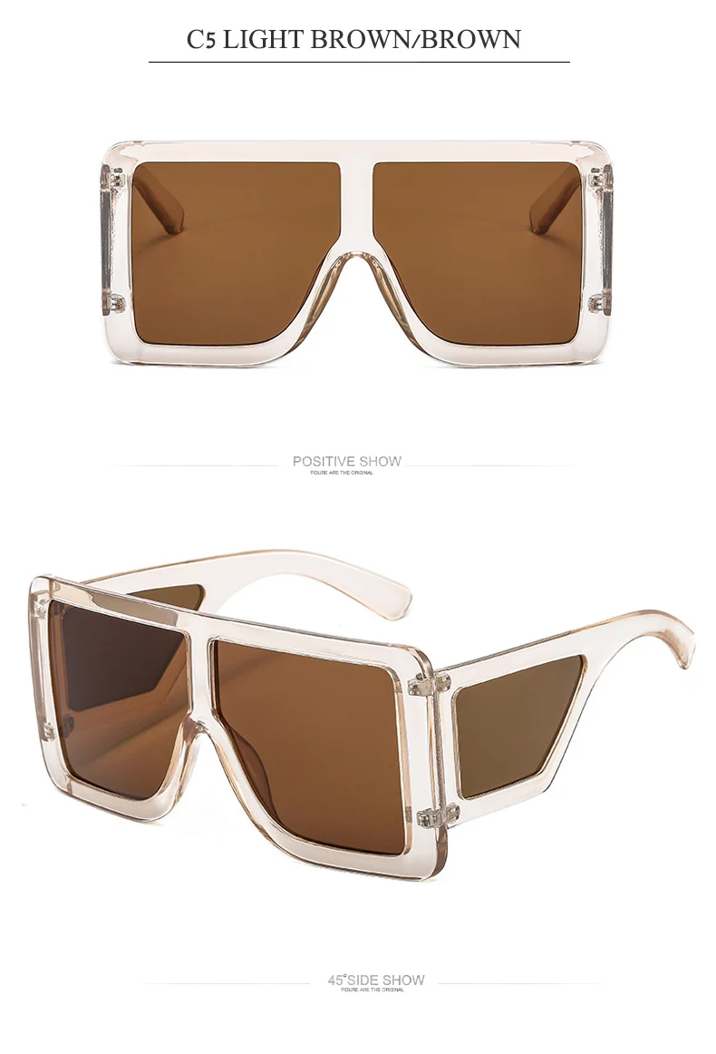 OEC-MANAGEMENT CPO Ein Stück Goggle Sonnenbrille Frauen Übergroßen Quadratischen Gläser Mode Rosa Grau Sonnenbrille Männer Retro Brillen UV400 – Detail 9