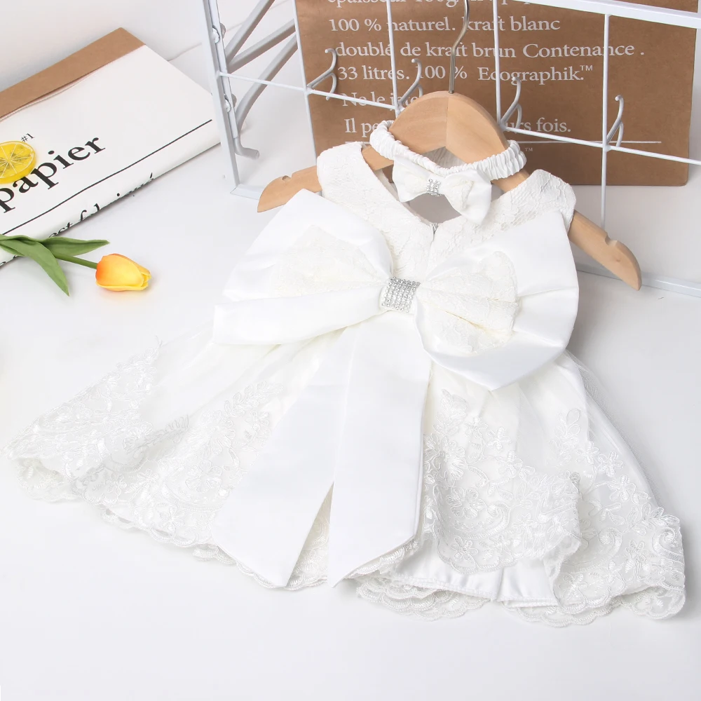 2022 Summer Newborn Princes Kids Dresses For Girls Baptism Baby 1st Birthday Dresses For Bridesmaids Wedding White Vestidos 0-2Y