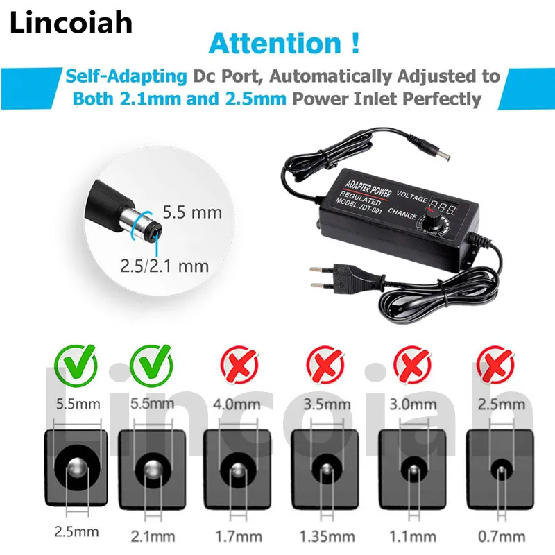 Adjustable AC To DC Power Cord 3V 5V 6V 9V 12V 15V 18V 19V 20V 24V 1A 2A 5A Universal Power Adapter 220V To 12 V Volt converter