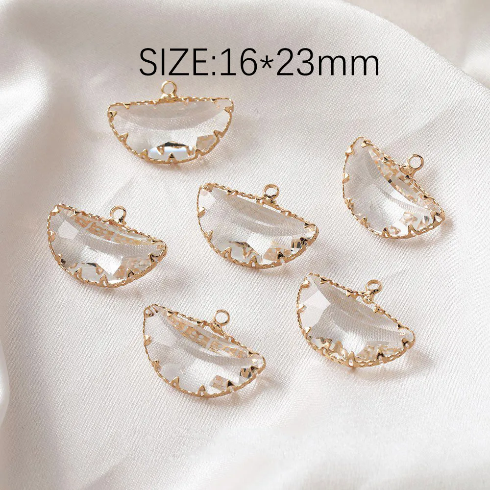 4pcs Jewelry Findings Making Supplies Transparent Glass Crystal Rectangular Semicircle Pendant DIY Earrings Hand Accessories