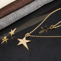 Trendy hot sale design Womens Star necklace earring jewelry Set stainless steel necklace stud earring party jewelry