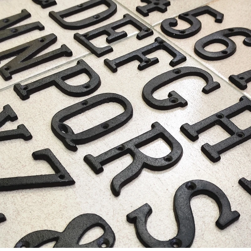 Metal Letters House Numbers Retro 3D Sign Cafe Wall Creative Cast Iron Decoration Doorplate Digital Arabic Furniture Hardware