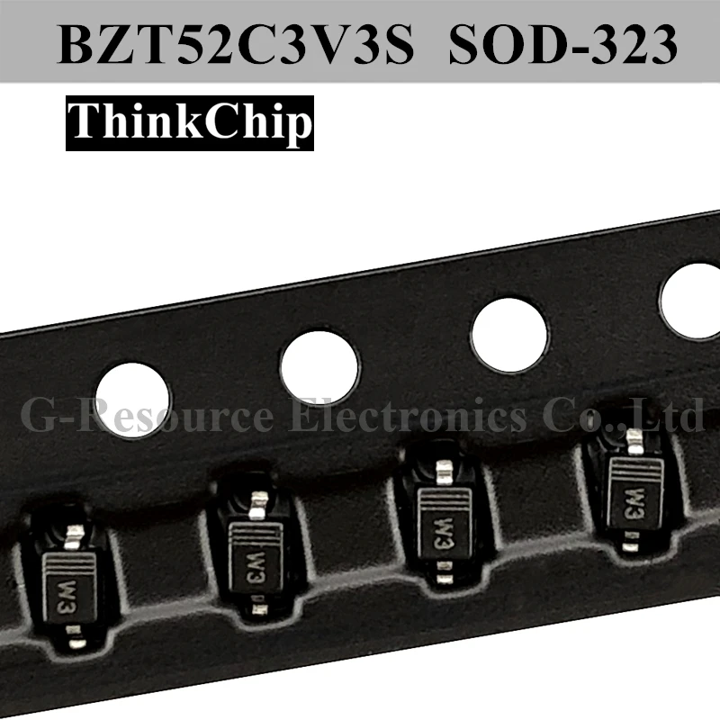 (100pcs) BZT52C3V3S SOD-323 SMD 0805 Voltage Stabilized Diode 3.3V (Marking W3)